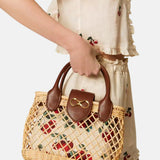 Twinset - 261TD8252 – Bolso bandolera de mimbre trenzado a mano con clutch y correa de quita y pon (22x17x9 cm)