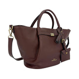 MartinaK - 265625-MARRON - Capazo marrón de ecopiel grabada con asas de mano y bandolera (42x14x23 cm.)