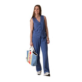 40222_57-Pantalón azul ancho de mujer 100% Algodón Yerse