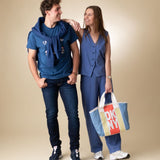 40222_57-Pantalón azul ancho de mujer 100% Algodón Yerse