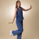 40222_57-Pantalón azul ancho de mujer 100% Algodón Yerse