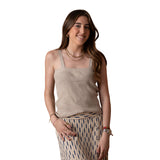 Yerse - 40516_005- Top beige de canalé con tirantes - Mujer