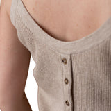 Yerse - 40516_005- Top beige de canalé con tirantes - Mujer