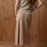 Yerse - 40516_005- Top beige de canalé con tirantes - Mujer