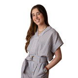Yerse - 40858_251 Camisa azul de algodón - Mujer