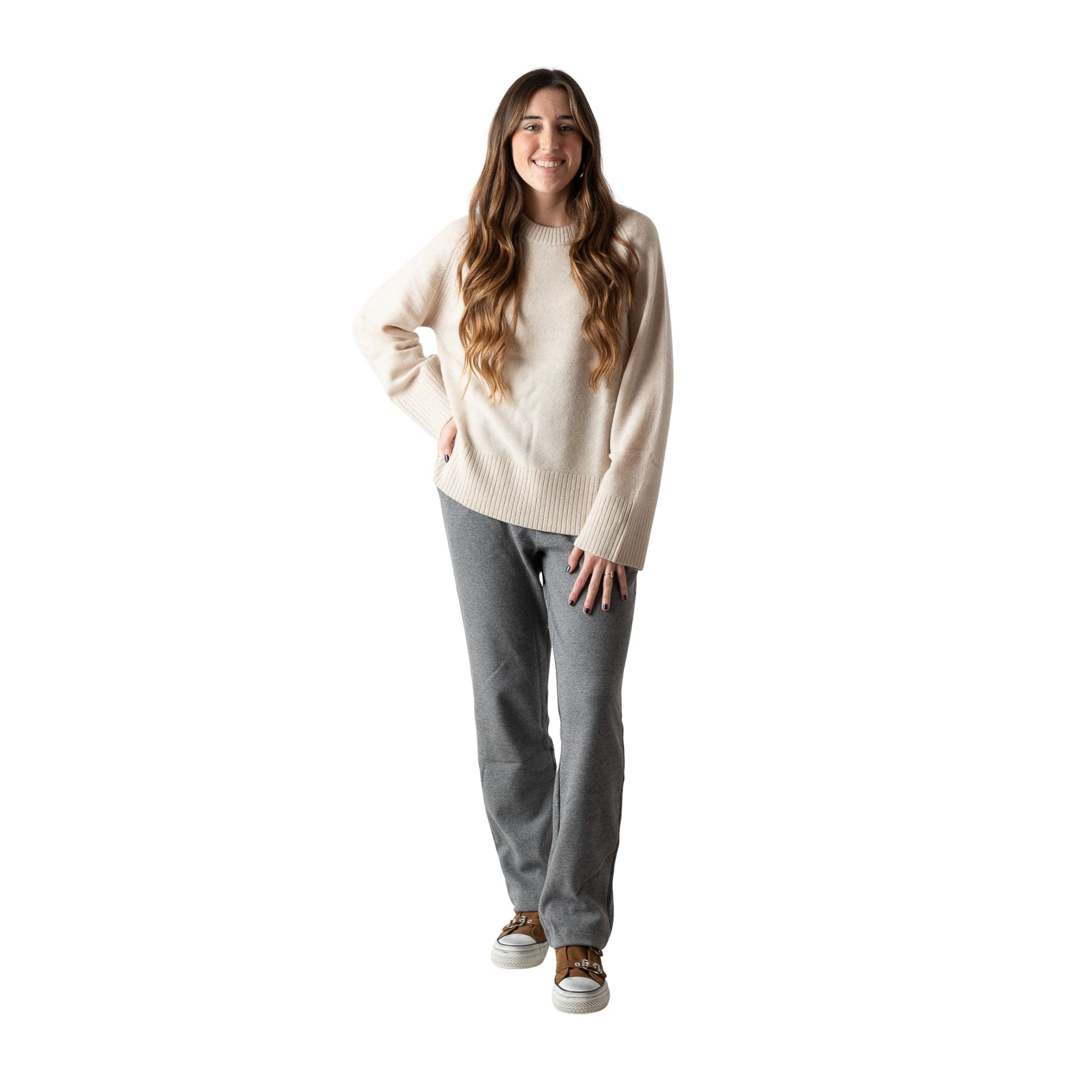 Pantalón recto gris de piqué Yerse para mujer - Comodidad y estilo Konestilochic