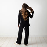 Yerse - 41506_037 - Pantalones fluidos negros de punto con cintura elástica - Mujer