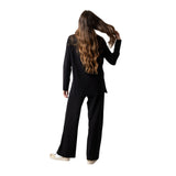 Yerse - 41506_037 - Pantalones fluidos negros de punto con cintura elástica - Mujer