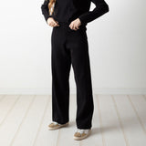 Yerse - 41506_037 - Pantalones fluidos negros de punto con cintura elástica - Mujer