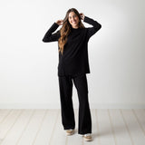 Yerse - 41506_037 - Pantalones fluidos negros de punto con cintura elástica - Mujer