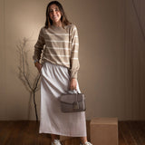 Yerse - 41829_007 - Falda midi satinada con cintura elástica y bolsillos - Mujer