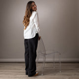 Yerse - 41879_001 - Camisa de manga larga 100% algodón orgánico con bajo asimétrico - Mujer