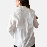 Yerse - 41879_001 - Camisa de manga larga 100% algodón orgánico con bajo asimétrico - Mujer