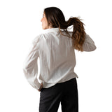 Yerse - 41889_002 - Camisa con lazada de manga larga abullonada 100% algodón- Mujer