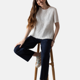 Yerse - 42036_001 - Camiseta de manga corta con fruncidos delanteros y bajos en voile - Mujer