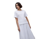 Yerse - 42036_001 - Camiseta de manga corta con fruncidos delanteros y bajos en voile - Mujer