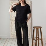 Yerse - 42036_037 - Camiseta de manga corta con fruncidos delanteros y bajos en voile - Mujer