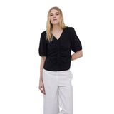 Yerse - 42037_037 - Camiseta de mangas cortas abullonadas y fruncido y volante delantero - Mujer