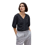 Yerse - 42037_037 - Camiseta de mangas cortas abullonadas y fruncido y volante delantero - Mujer