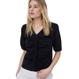 Yerse - 42037_037 - Camiseta de mangas cortas abullonadas y fruncido y volante delantero - Mujer