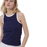 Yerse - 42047_255 - Top sin mangas de punto liso 100% algodón con vivos en contraste - Mujer