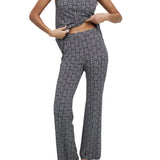 Yerse - 42121_237 - Pantalones flare de viscosa con tiro medio y cintura elástica - Mujer