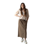 Yerse - 42217_025 - Falda midi de algodón flamé con cintura elástica y bolsillos - Mujer