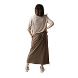 Yerse - 42217_025 - Falda midi de algodón flamé con cintura elástica y bolsillos - Mujer