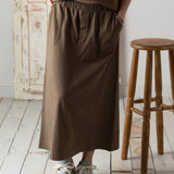 Yerse - 42217_025 - Falda midi de algodón flamé con cintura elástica y bolsillos - Mujer