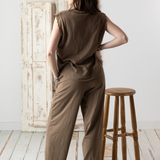 Yerse - 42218_025 - Camisa sin mangas de algodón y lino con cuello mao - Mujer