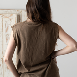 Yerse - 42218_025 - Camisa sin mangas de algodón y lino con cuello mao - Mujer