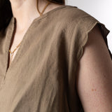 Yerse - 42218_025 - Camisa sin mangas de algodón y lino con cuello mao - Mujer