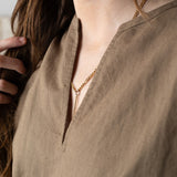 Yerse - 42218_025 - Camisa sin mangas de algodón y lino con cuello mao - Mujer