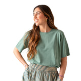 Jersey manga corta lana merino verde mujer Yerse | Konestilochic