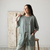 Yerse - 42519_018 - Top de algodón y lino con bajo acanalado - Mujer