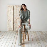 Yerse - 42519_018 - Top de algodón y lino con bajo acanalado - Mujer