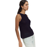 Yerse - 42519_055 - Top de algodón y lino con bajo acanalado - Mujer