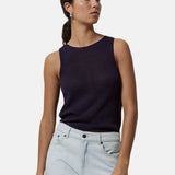 Yerse - 42519_055 - Top de algodón y lino con bajo acanalado - Mujer