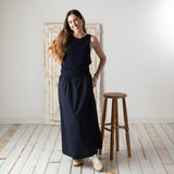 Yerse - 42519_055 - Top de algodón y lino con bajo acanalado - Mujer