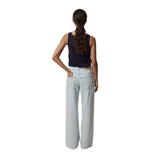 Yerse - 42519_055 - Top de algodón y lino con bajo acanalado - Mujer