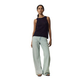 Yerse - 42519_055 - Top de algodón y lino con bajo acanalado - Mujer