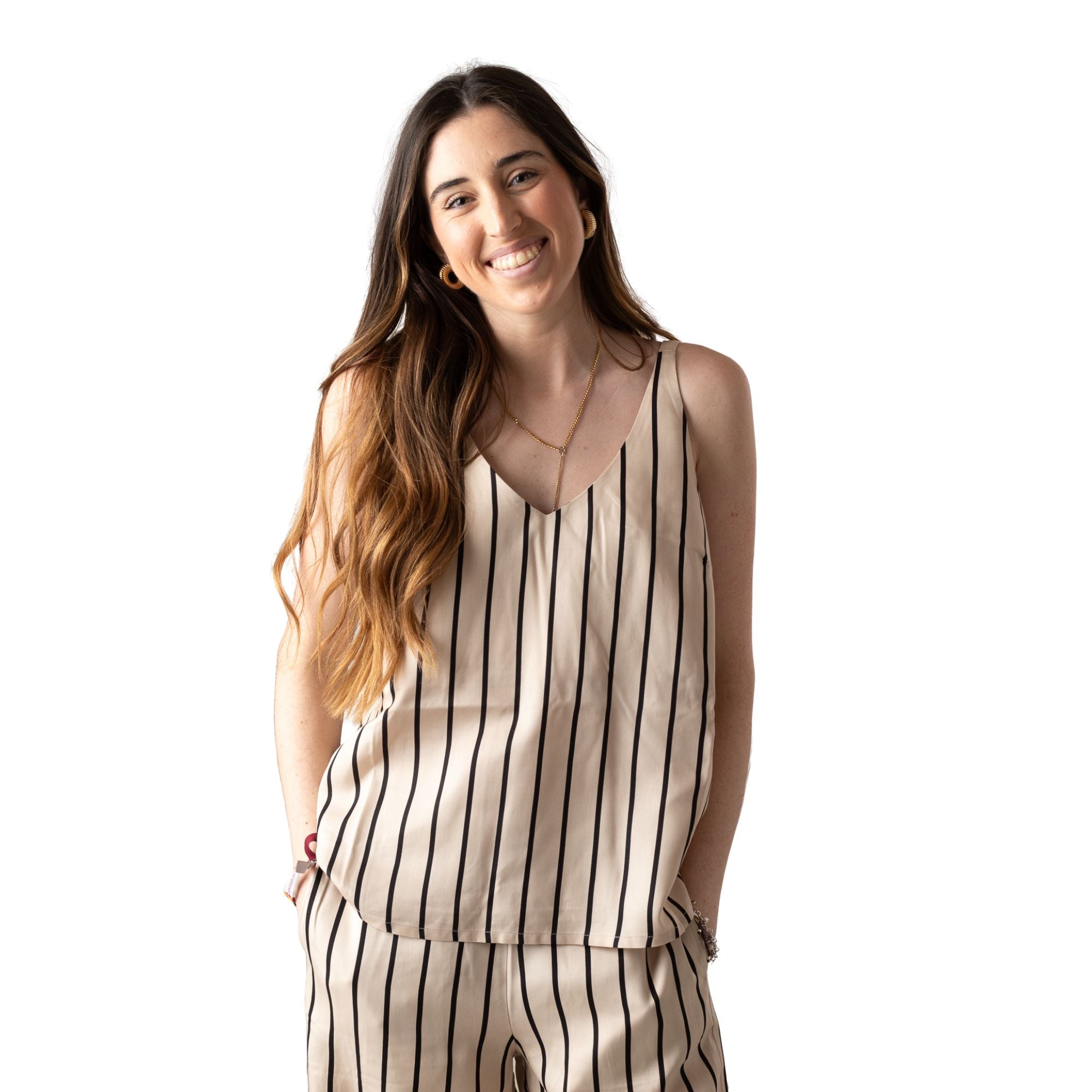 Top Tirantes Lyocell Escote Pico Mujer | Konestilochic