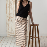 Yerse - 42813_103 - Falda midi recta con goma en la cintura 100% lyocell - Mujer