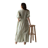 Yerse - 42822_217 - Vestido largo de algodón con escote mao y bolsillos - Mujer
