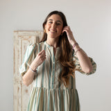 Yerse - 42822_217 - Vestido largo de algodón con escote mao y bolsillos - Mujer
