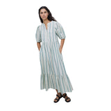 Yerse - 42822_217 - Vestido largo de algodón con escote mao y bolsillos - Mujer