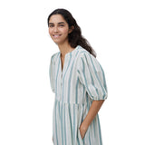 Yerse - 42822_217 - Vestido largo de algodón con escote mao y bolsillos - Mujer