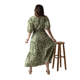 Yerse - 42894_127 - Vestido largo con mangas abullonadas 100% algodón orgánico  - Mujer