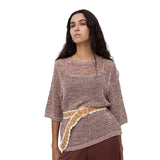 Yerse - 42933_105 - Cinturón de rafia con detalles de macramé (106 x 4 cm)