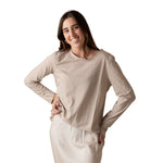 Camiseta de rayas beige Yerse de algodón orgánico mujer Konestilochic